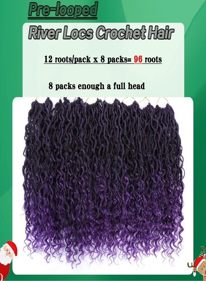 8 عبوات من شعر كروشيه ريفر لوكس الأرجواني للنساء ذوات البشرة السمراء، شعر كروشيه فو لوكس، شعر فو لوكس مجعد، ضفائر كروشيه جاهزة، وصلات شعر بوهو هيبي لوكس (#T1B/أرجواني 18 بوصة) - Image 5